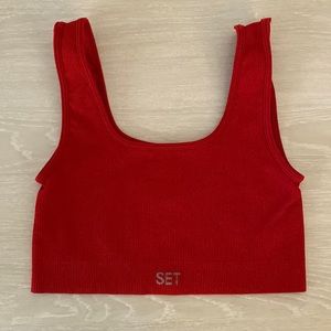 Set Active Box Cut Sports Bra Red Size: XS